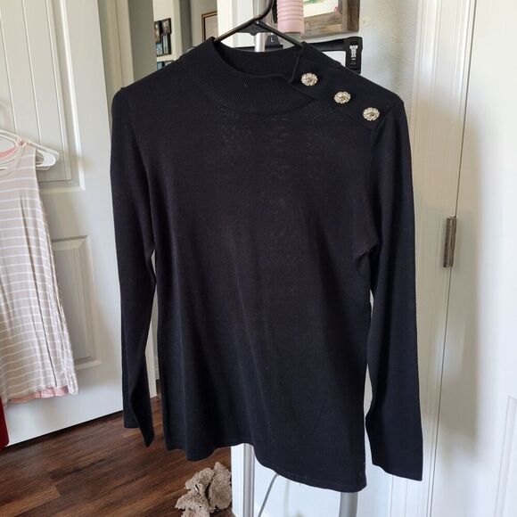 Sweaters - Carolyn Taylor Womens Sweater Size S Mock Neck rhinestone shoulder class staple